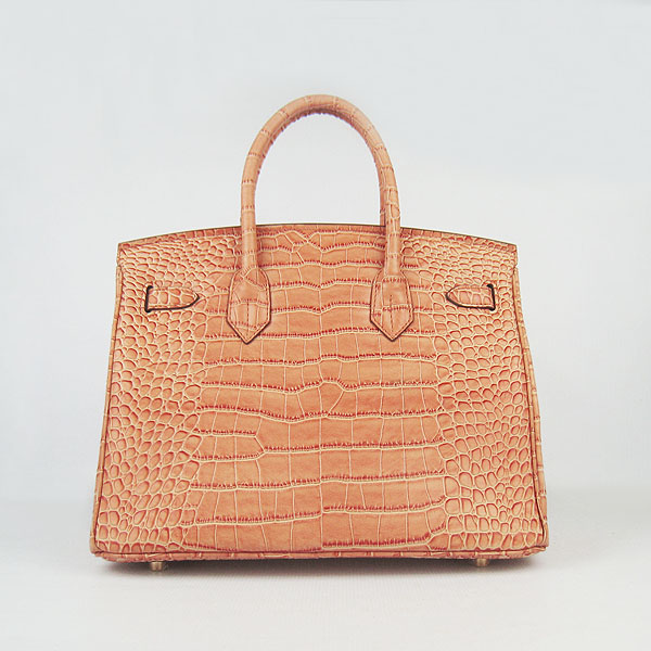 Replica Hermes Birkin 30CM Crocodile Veins Bag Orange 6088 On Sale